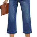 Sidefeel Women's Capri Jeans High Waisted Stretchy Wide Leg Denim Pants Jeans for Women 2025, Size 14 