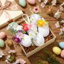 Mindsoft 6 Pcs Easter Egg Hanging Ornaments with Plastic Flowers 3.9 Inch Foam Easter Egg Ornaments for Tree Spring Ball Decorations for Basket Filler Stuffers Wreaths Craft Party Favors (Colorful)