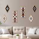 She Love Large Western Aztec Wall Decor 6Pcs, Thicker Wooden Double Layer Boho Geometric Tribal Wall Art Southwestern Rustic Country Farmhouse Home Decor for Living Room Bedroom Kitchen Bathroom
