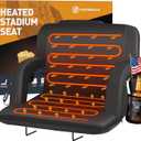 HOPERAN Heated Stadium Seats for Bleachers with Back Support and Wide Cushion, Extra Portable Bleacher Seat Foldable Stadium Chair, USB 3 Levels of Heat, 5 Pockets for Outdoor Camping Games Sports (21", 1pc Black)