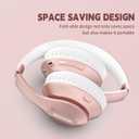 Wireless Bluetooth Headphones Over Ear 65H Playtime HiFi Stereo Headset with Microphone and 6EQ Modes Foldable Bluetooth V6.0 Headphones for Travel Smartphone Computer Laptop Rose Gold