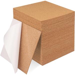 60 Pack Self Adhesive Cork Squares, 6 x 6 Inches Cork Backing for Coasters, Cork Squares for DIY Crafts and Coasters, Natural Soft Wood with Strong Adhesion Backing, 2 mm Thick,by GNIEMCKIN.