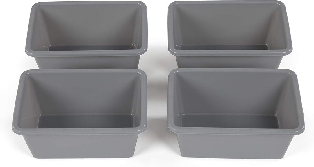 Humble Crew Toy Storage Bins for Kids, Set of 4, Grey, Small - Sturdy, Colorful Plastic Storage Bins for Classroom, Playroom, Nursery, and More - Premium Toddlers Toy Organizer Bins