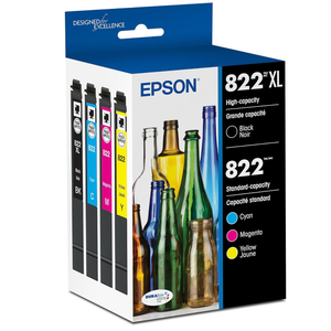 EPSON 822 DURABrite Ultra Ink High Capacity Black & Standard Color Cartridge Combo Pack (T822XLBCS) Works with WorkForce Pro WF3820,3823, 4820, 4830, 4833, 4834