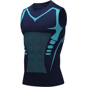 Compression Shirt Men Slimming Body Shaper Vest Crewneck Workout Shirts Tummy Control Undershirts (Purple), Small