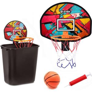 GYSH Trash Can Basketball Hoop,Clip On Any Bin or Behind The Door ! Mini Hoop with Backboard, Ball & PumpClassroom, Office Toys for Adults, Great Birthday Gift Idea (Red)