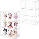 3-Tier Acrylic Display Case for Figures, Wall-Mounted Clear Action Figure Storage Organizer with Magnetic Door & 2 Adjustable Shelves, Dustproof Showcase for Collectibles, 2 Pack