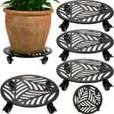 4 Packs Metal Plant Caddy with Wheels 13 inches Heavy-Duty Iron Rolling Plant Stand with Casters Indoor Outdoor Wheeled Plant Roller Base Pot Movers Plant Dolly Coaster Trolley Black