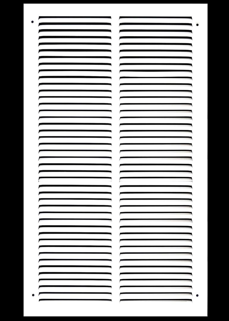 HVAC Premium 10'' x 18'' [Duct Opening] Flat Stamped Steel Return Air Grille - Sidewall and Ceiling - HVAC Vent Duct Cover - White [Outer Dimensions: 11.75''w X 19.75''h]