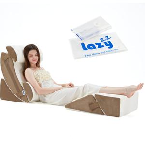 Lazyzizi 6pcs Orthopedic Bed Wedge Pillow Set, Memory Foam Wedge Pillow for Sleeping, Knee, Lumbar and Back Pain Relief Adjustable Bed Pillow - Acid Reflux, Anti Snoring & GERD Sleeping, Brown