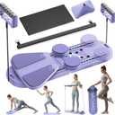 Pilates Reformer Set - Pilates Board for Home Workout, 6 in 1 Portable and Foldable Reformer Pilates Machine, Ab Roller Board, Pilates Equipment for for Core Workouts (Purple)