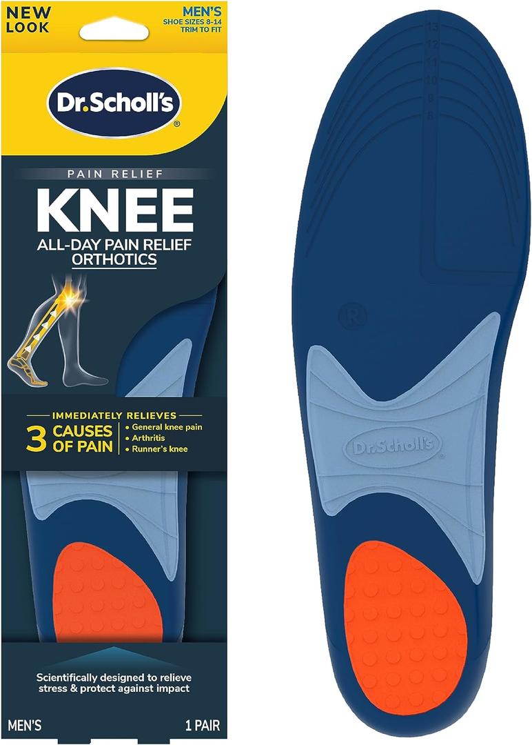 Dr. Scholl's Knee All-Day Pain Relief Orthotics - Insoles for Immediate and All-Day Knee Pain Relief Including Pain from Osteoarthritis and Runners Knee, Size 8-14, 1 Pair, Trim to Fit Inserts