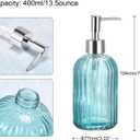 uxcell Soap Dispenser - 13.5Oz Glass Dish Hand Soap Dispenser with Silvery Pump for Kitchen Bathroom, Blue