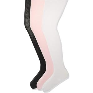 Amazon Essentials 3-Pack Cotton Tights Stretchy Cotton Tights (Large, White/Pink/Black)