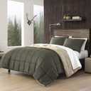 Eddie Bauer - Twin Comforter Set, Reversible Sherpa Bedding with Matching Shams, Cozy & Warm Home Decor, Oeko-Tex Certified (Sherwood Green, Twin), The comforter measures at 86"L x 63"W and the sham at 21"L x 27"W