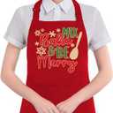 HUGANE Merry Christmas Baking Apron with Pockets, Gifts for Baking Lovers, Holiday Winter Snowflake Christmas Baker Waterproof Adjustable Cooking Apron for Kitchen Dishwashing Grilling