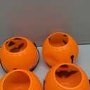 4 Pcs Plastic Pumpkin Buckets Trick or Treat Halloween Candy Baskets with Handle 6.7 x 5.1 Inches Plastic Pumpkin Large Candy Basket for Halloween Trick or Treat Party Supplies (Funny)
