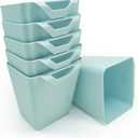 6 Pack Hanging Cup Holder Rolling Cart Organizer Accessories Trolley Basket Storage Hanging Bucket Hanging Container for Kids (Cyan Blue)