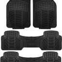 FH Group Car Floor Mats - Heavy-Duty Rubber Floor Mats for Cars, Universal Fit 3 Rows Full Set, Trimmable Automotive Floor Mats, ClimaProof Floor Mats, Floor Mats For SUVs, Truck Floor Mats Black