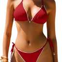 ANRABESS Women's Triangle Bikini Sets Sexy Halter String Two Piece Swimsuits Tie Lace Trim Bathing Suit Trendy Beach Swimwear, Size: M