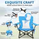 HaSteeL Folding Beach Chair Set of 2, Foldable Blue Camping Chairs for Outside, Low Beach Chair Portable for Adults Fishing, Picnic, Outdoor BBQ, Travel, Sports, Cup Holder & Storage Bag, 28 X 6 Inches , Oversized