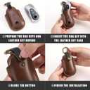for Mercedes Key fob Cover. Compatible with Mercedes Benz C, CLE, E, S-Class, SL, EQE, EQS, GLC GLS 3 Button Smart Leather Car Key Protector Case Shell Chain Accessories/ Brown