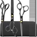 Gladog Grooming Scissors Kit with Safety Round Tips, GLADOG Professional 5 in 1 Grooming Scissors for Dog