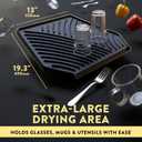 Silicone Dish Drying Mat with Drain, Self-Draining, Heat Resistant & Non-Slip Kitchen Counter Mat, Easy to Clean, Reusable, (19.3'' x 13'', Charcoal Grey)