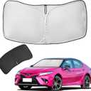 for Toyota Camry 2018-2024 Sun Shade Sunshade Windshield Cover - 4 Layers Front Window Shade Custom Fit Camry LE XLE Hybrid SE XSE Sun Visor - 240T Foldable Shade Blocks UV Rays Car Accessories
