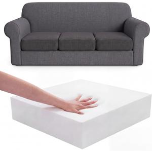 Gilprop 6 Pcs 24x24x5 Inch Replacement Couch Cushion Foam High Density Foam with Waterproof Stretch Slipcover, Non Slip Washable Sofa Seat Cushion Inserts for Indoor Patio Camper Pet Furniture (Grey)