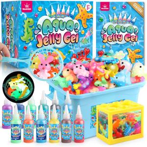 Wookidel Aqua Fairy Water Gel Kit for Kid, Magic Water Elf Toy Kits with 12PCS Magic Gel and Animal Molds-Gift for Christmas,Birthday,New Year,Creative Art Craft Kit for Girls 6 7 8 10 Year Old