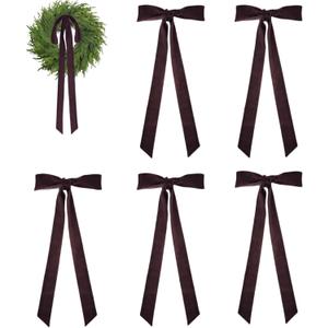 Meseey Large Black Velvet Bows 6 Pcs Vintage Christmas Tree Topper Decor 28x12 Inch Wreath Bow for Indoor/Outdoor, Heavy Duty Xmas Ornaments (Black, 12 x 28 Inch)