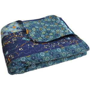 Lush Decor Royal Empire Reversible Cotton Throw Blanket, 50" W x 60" L, Peacock - Colorful Boho Patterns - Blue Throw - Fall Quilted Throw - Bohemian Striped Cotton Blanket For Bed, Couch, Or Chair