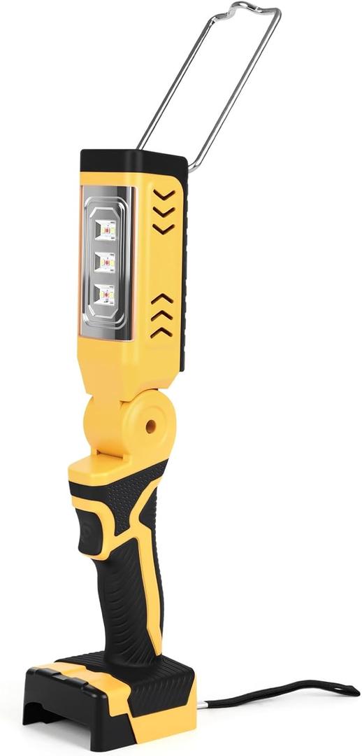 18W6500KCordless LED Work Light Compatible with Dewalt 20v Battery, Portable Flashlight Lamp SOS Mode Strobe Light with USB Charging for Outdoor Camping, Workshop, Job Site, Car Repair (NO Battery)