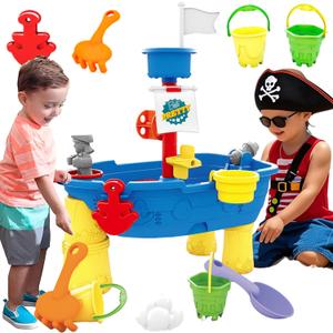 BELLOCHIDDO Water Table for Toddlers 1-3 - Ship Beach Toy Boat for Toddler, Summer Toys Kids Water Play Table & Sandbox, Water Toy Accessories for Boys Girls