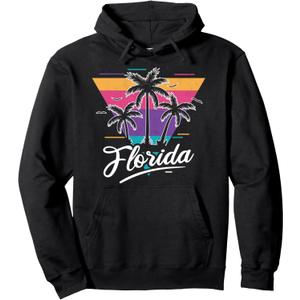 Love Florida Vintage Gift Sunset Style Design Idea 80s Pullover Hoodie, Size Small