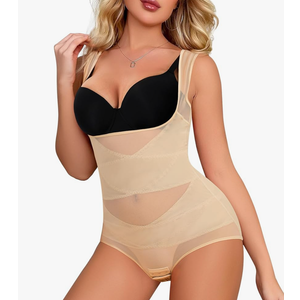 Nebility Shapewear for Women Tummy Control Bodysuit Faja Body Shaper Waist Trainer Snatched Corset Body Suit, M
