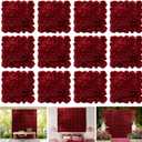 Flower Wall Panel 12 pcs 16.5x16.5 Inch Floral Wall Backdrop Artificial Silk Rose Wall Decor Ideal for Wedding Celebrations, Festive Party Backdrops, and Home Decor-Maroon