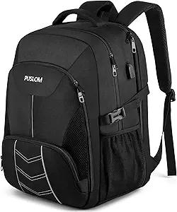 Extra Large Backpack for Men 55L,18.4Inch Travel Laptop Backpack with USB Charging Port Business Flight Approved Carry On Backpack,TSA Big Capacity Heavy Duty Computer Bag College Bookbag,Black