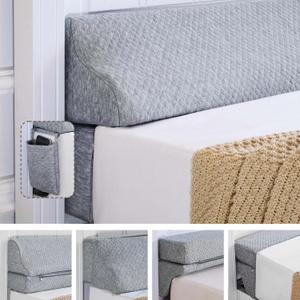 Bed Wedge Gap Filler King Size, Wedge Pillow for Headboard Gap, Foldable Mattress Gap Filler Close The Gap (0–7") Between Headboard and Mattress, Bed Crack Pillow, 76×10×6 in, Light Gray