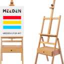 MEEDEN Painting Easel with Storage Drawer, Studio H-Frame Easel- Adjustable (60"~75") Solid Beech Wood Easel Stand for Painting for Adults, Holds Canvas Art up to 35",Natural