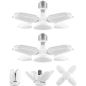 JUNEDOO LED Garage Light 38W,E26 Edison Screw Bulbs,3000K Warm White,4200Lm,300W Incandescent Bulbs Equivalent,No Dimmable,Pack of 2