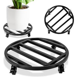 18" Round Metal Plant Caddy with Wheels Heavy Rolling Plant Stand (2 Pack)