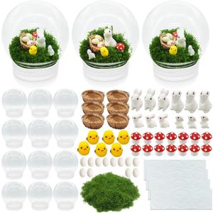 Cinrobiye 12 Set Easter Snow Globe DIY Craft KitsMake Your Own Bunny Rabbit Plastic Egg Snow Globes, Spring Holiday Arts & Crafts for Home Family Party Decor Classroom Activities