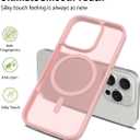 Magnetic for iPhone 16 Pro Max Case [Mil-Grade Drop Protection] [Compatible with Magsafe] Shockproof Slim Translucent Matte Protective Phone Case - Pink