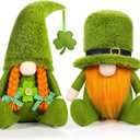 LEKSON St Patricks Day Gnomes Decorations, Cute Irish Green Leprechaun Boy & Girl Gnome with Hanging Shamrock and Weighted Bottom, Shelf Sitters for Tiered Trays, Farmhouse Mantel & Table Decor Gift