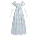 NSPSTT Golden Regency Dresses for Women 1800s Vintage Dress Victorian Ball Gown with Gloves M