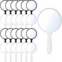 Jetec 25 Pcs Handheld Mirror with Handle, 3.94" L x 2.17" W, Small Portable Round Mirror Bulk for Kids Travel Makeup Classroom Camping Daily DIY Crafts (Black, White)