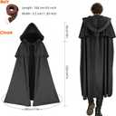 Niurui Renaissance Hooded Cape with Vintage Belt Medieval Cloak for Women and Men Hobbit Halloween Costume (Black, M)