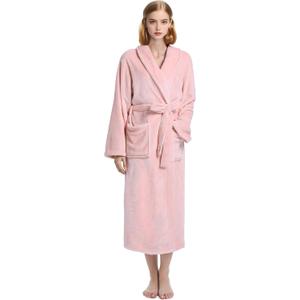 Plush Soft Robes for Women, Premium Fleece Womens Robe Cozy Warm Bathrobe (Large-X-Large, Light Pink)
